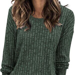Womens Sweaters Dressy Casual Crewneck Long Sleeve Shirts Loose Fall Fashion Swe